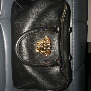 Authentic Versace black leather Boston